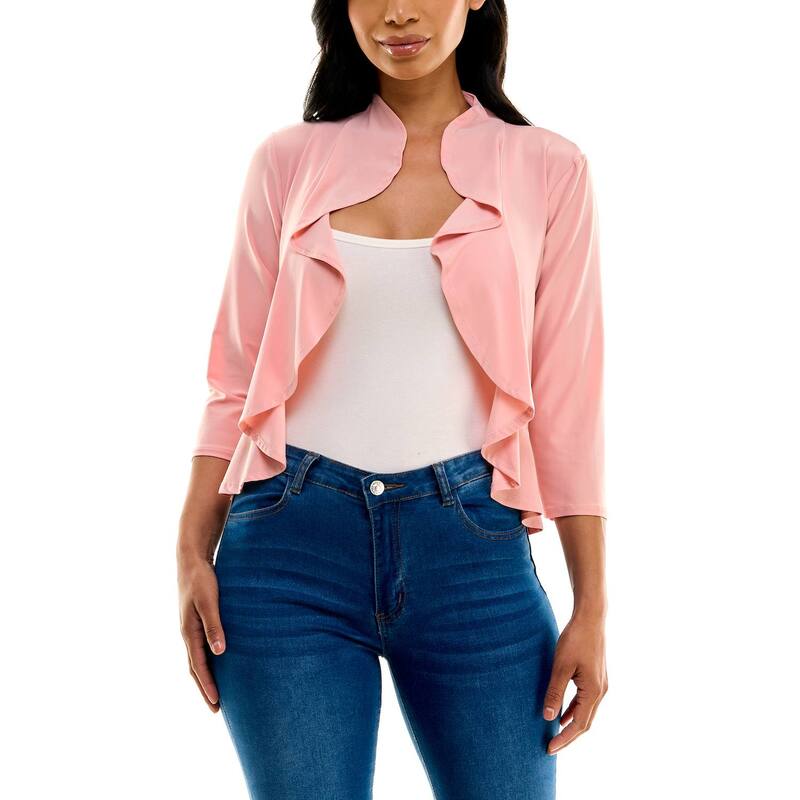 ニナレオナルド レディース トップス ワンピース フリル カーディガン クロップド Women's Nina Leonard Ruffle Front Cropped Cardigan Blush ブラッシュ