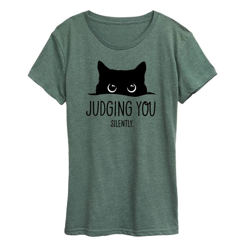 アニメキャラクター レディース トップス Tシャツ グラフィック Licensed Character Women\'s Judging You Silently Cat Graphic Tee Heather Juniper ヘザー