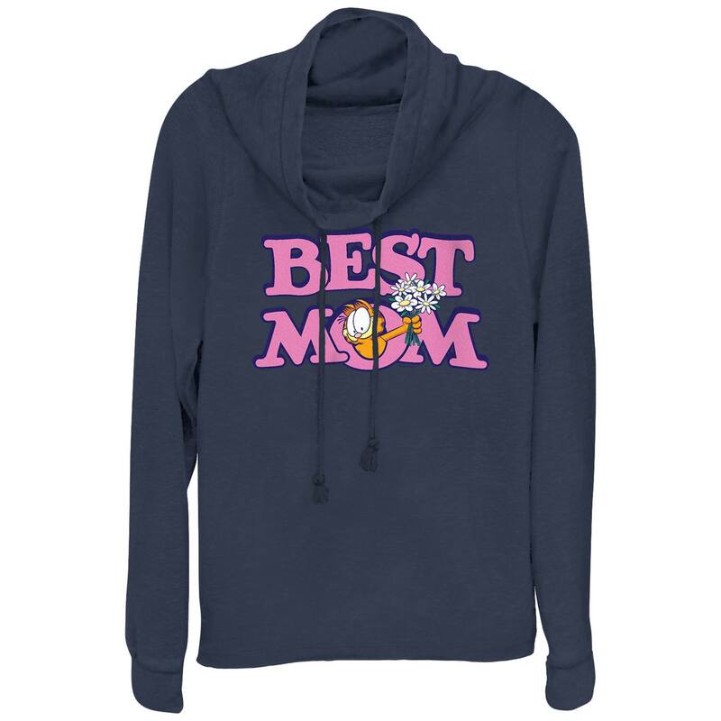 アニメキャラクター レディース トップス Tシャツ グラフィック Licensed Character Women's Garfield Best Mom Cowlneck Graphic Lightweight Long Sleeve Navy ネイビー｜ReVida 店