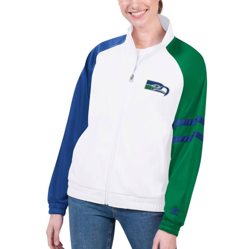 スターター レディース アウター ジャケット・ブルゾン Womentarter White Seattle Seahawks Curve Ball Raglan Full-Zip Track Jacket Sea White ホワイト