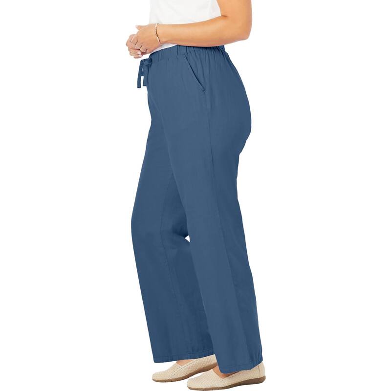 ウーマン ウィズイン レディース ボトムス カジュアルパンツ プラスサイズ トール デニム Woman Within Plusize Tall Wide-Leg Drawstring Denim Pantstonewash デニム｜ReVida 店