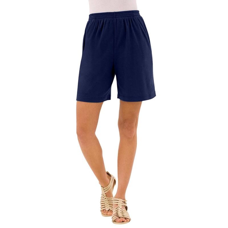 ロアマンズ レディース ボトムス ハーフパンツ・ショーツ プラスサイズ プチ ニット Roaman's Women's Plusize Petite Plusize Soft Knit Pull-On Short Navy ネイビー