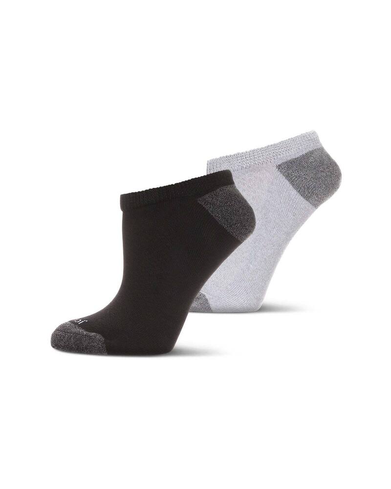 メモイ レディース アンダーウェア 靴下 スニーカー MeMoi 2 Pair Diabetic Half Cushiono Show Sneaker Liner Gray Black ブラック