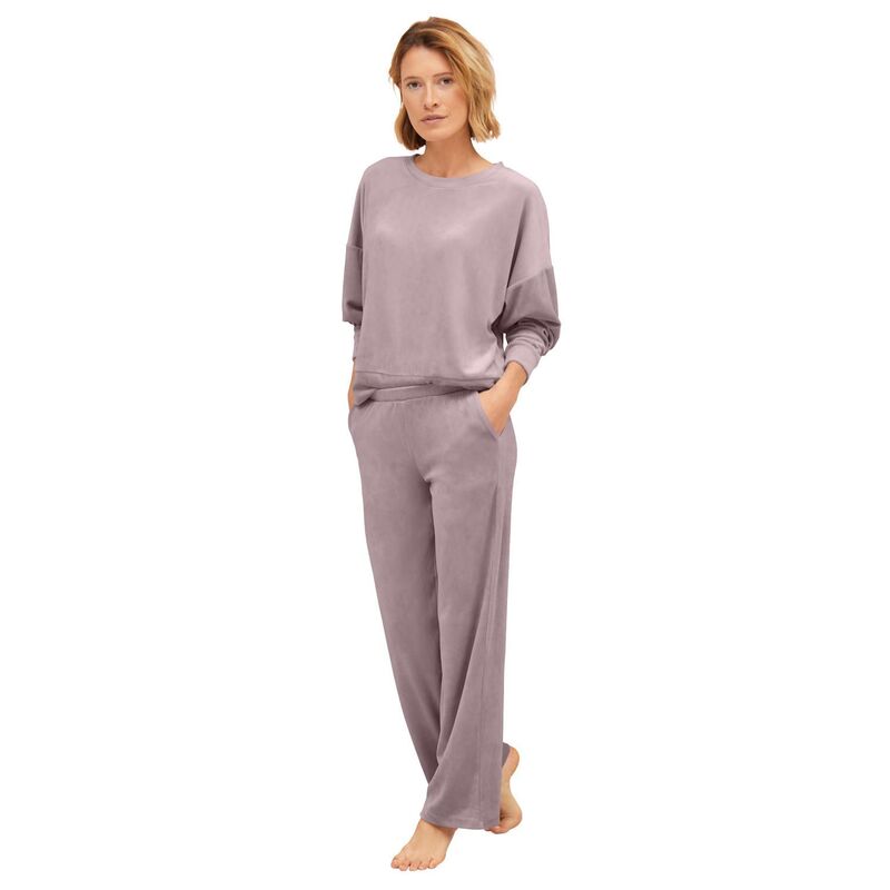 Ellos レディース アンダーウェア ナイトウェア プラスサイズ スウェット シャツ ellos Women's Plusize Boxy Velour Lounge Sweatshirt Lilac Blush ブラッシュ