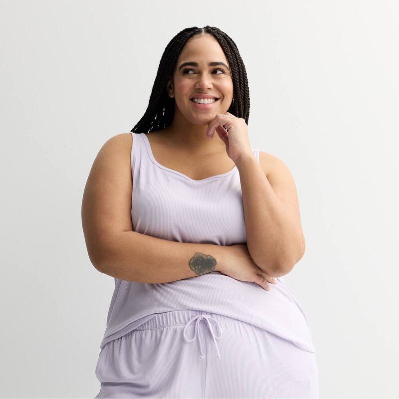 ソノマ レディース アンダーウェア ナイトウェア プラスサイズ リブ Plusize Sonoma Goods For Life Ribbed Pajama Tank Lavender Jess ラベンダー