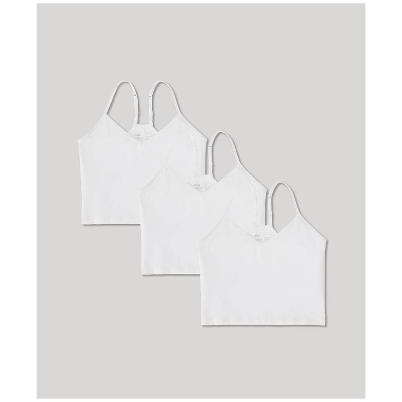 パクト レディース トップス Tシャツ クロップド Pact Organic Everyday Shelf Bra Cropped Camisole 3-pack White ホワイト