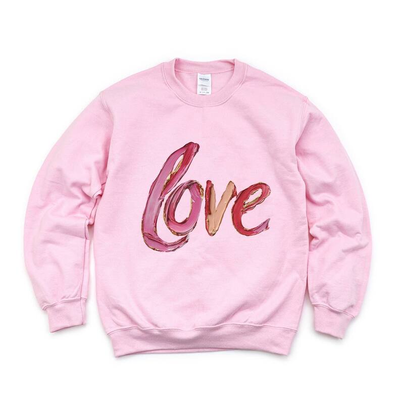 Simply Sage Market レディース トップス Tシャツ スウェット グラフィック Simply Sage Market Love Cursive Paint - Women's Graphic Sweatshirt Light Pink ピンク