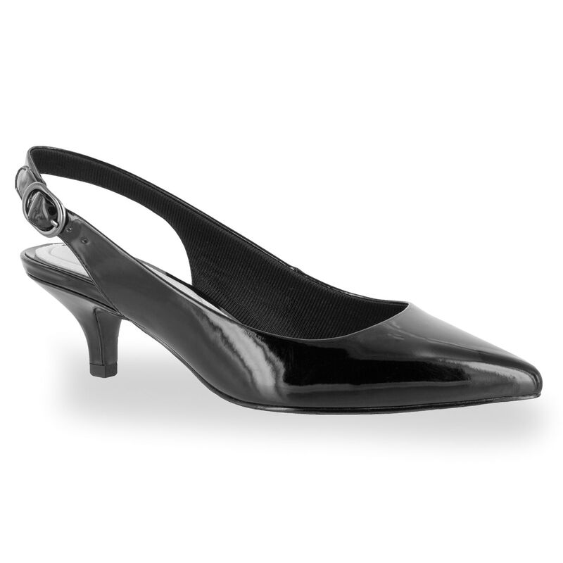 イージーストリート レディース シューズ パンプス ヒール Easy Street Faye Women'slingback Heels Black Patent ブラック|ReVida 店