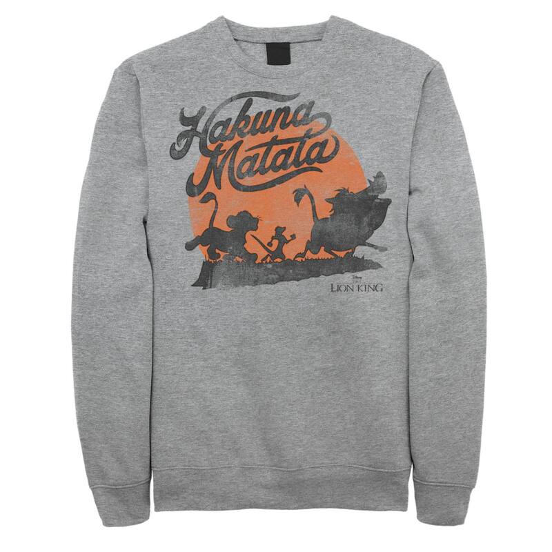 ウォルトディズニー レディース トップス プルオーバー ヴィンテージ 汗水 Disney\u0027s The Lion King Hakuna Matata Orange Sunset Vintage Men\u0027sweatshirt Athletic Heather ギョリュウモドキ