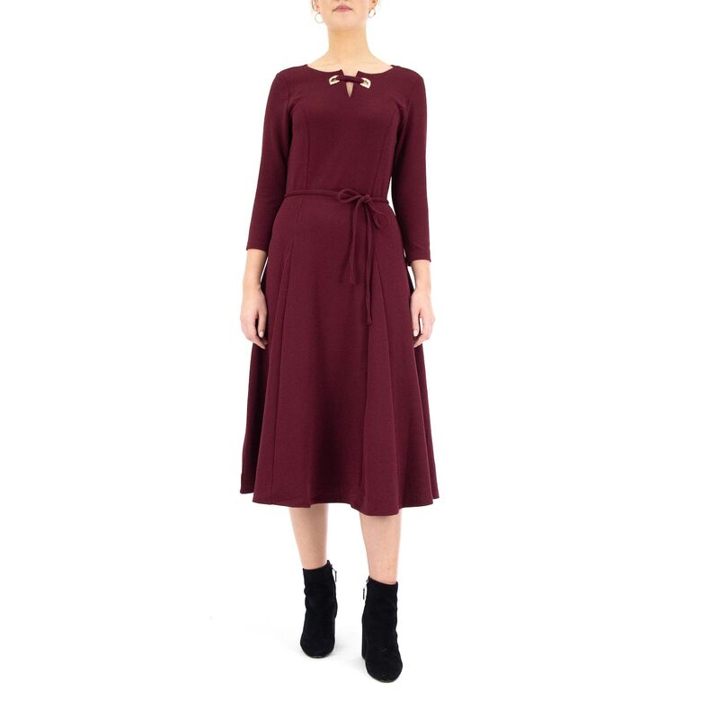 ニナレオナルド レディース トップス ワンピース ミディ Women's Nina Leonard Grommet-Detail Midi Dress Deep Wine ワイン｜ReVida 店