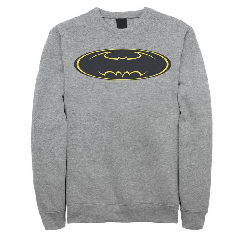 アニメ文字記号 レディース トップス プルオーバー 汗水 ロゴタイプ Licensed Character Men\u0027s DComics Batman Yellow Line Chest Logo Sweatshirt Athletic Heather ギョリュウモドキ