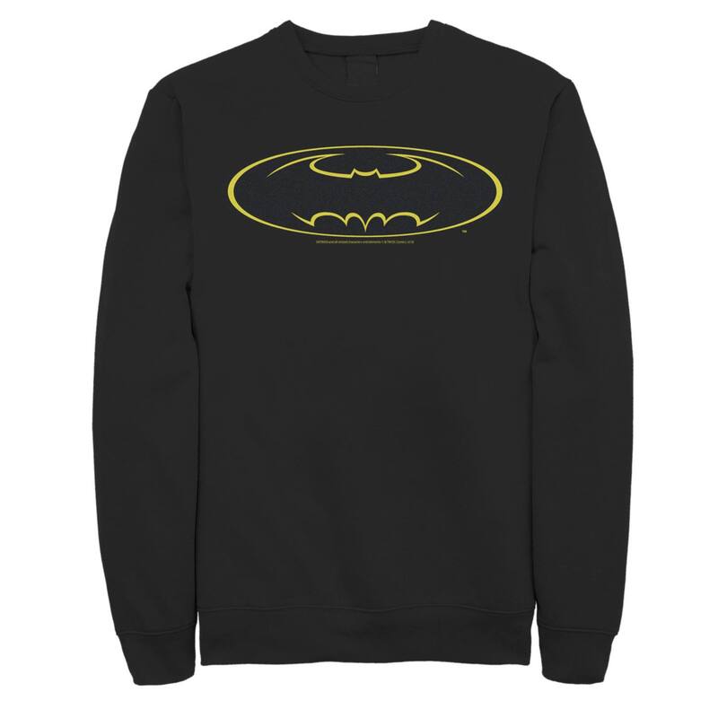 アニメ文字記号 レディース トップス プルオーバー 汗水 ロゴタイプ Licensed Character Men\u0027s DComics Batman Yellow Line Chest Logo Sweatshirt Black 黒いこと