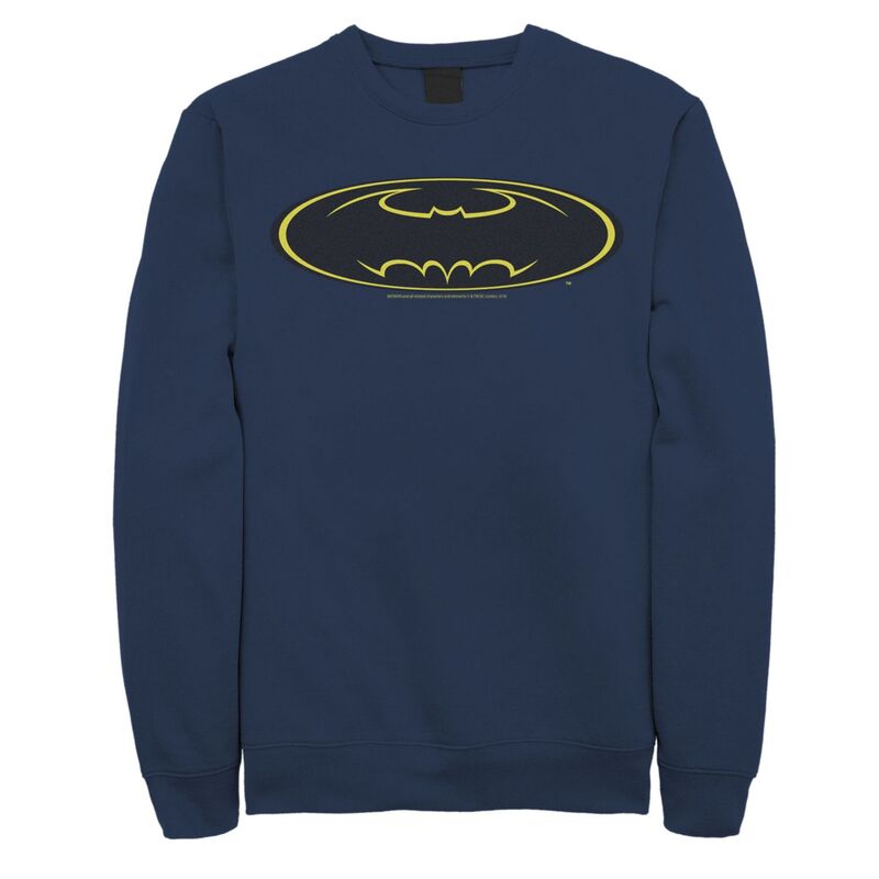 アニメ文字記号 レディース トップス プルオーバー 流汗 ロゴタイプ Licensed Character Men\u0027s DComics Batman Yellow Line Chest Logo Sweatshirt Navy 米国海軍