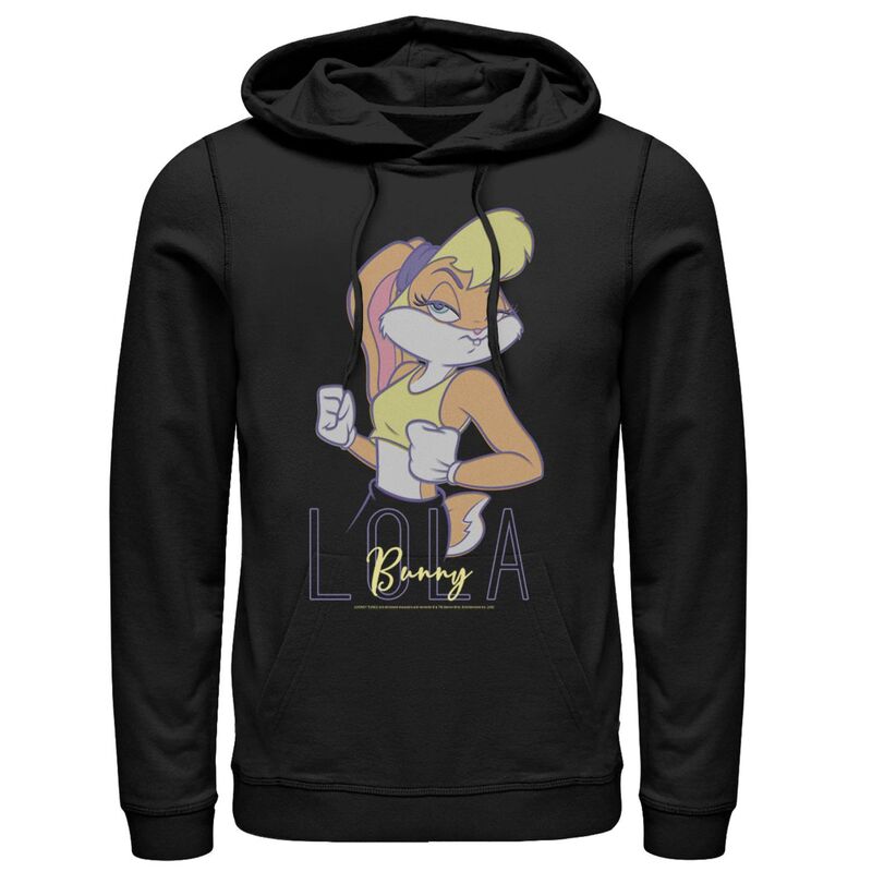 アニメキャラクター レディース トップス Tシャツ パーカー Licensed Character Men's Looney Tunes Lola Bunny Portrait Hoodie Black ブラック