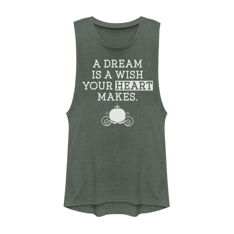 ディズニー レディース トップス Tシャツ Juniors' Disney's Cinderella Dream Quote Carriage Muscle Tank Topine Heather ヘザー