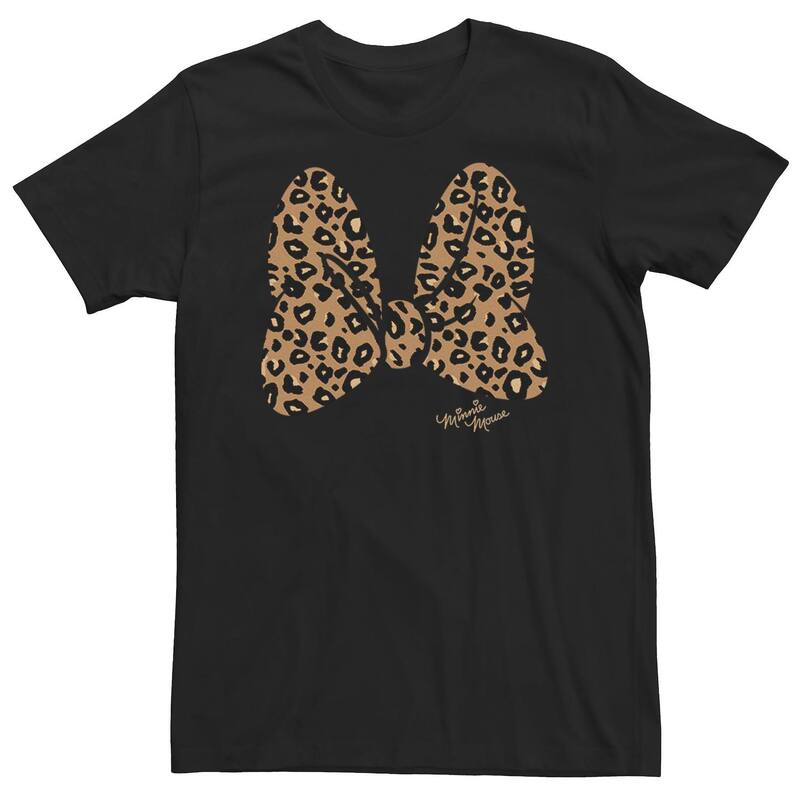 ディズニー レディース トップス Tシャツ プリントール Disney's Minnie Mouse Big & Talleopard Print Bow Tee Black ブラック