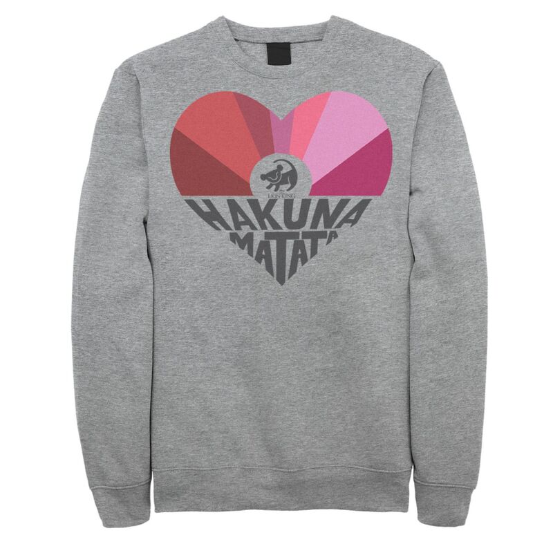 ディズニー レディース トップス Tシャツ スウェット Disney's The Lion King Simba Men's Hakuna Matata Heart Sweatshirt Athletic Heather ヘザー