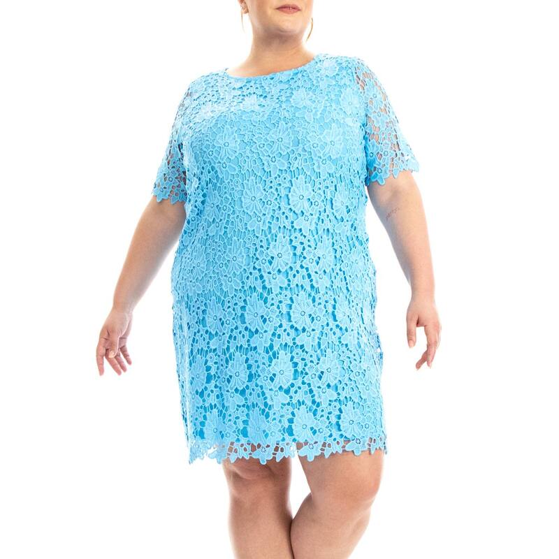 ニナレオナルド レディース トップス ワンピース プラスサイズ レース Plusize Nina Leonard Lace Sheath Dress Carolina Blue ブルー｜ReVida 店