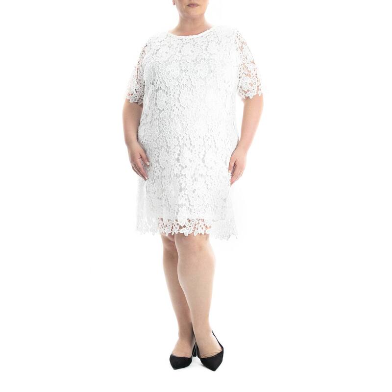 ニナレオナルド レディース トップス ワンピース プラスサイズ レース Plusize Nina Leonard Lace Sheath Dress Ivory アイボリー｜ReVida 店