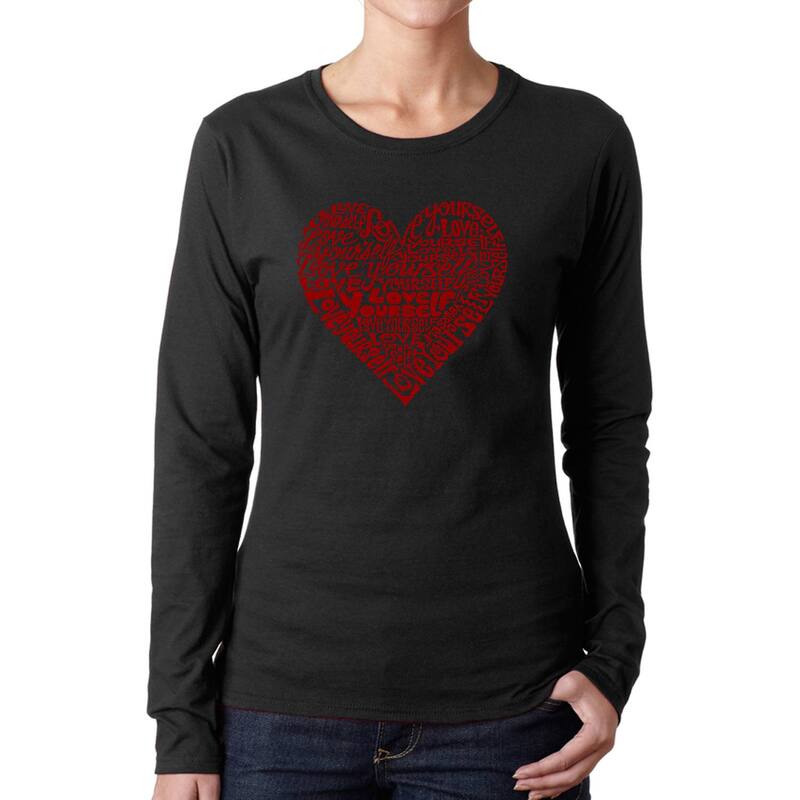 エルエーポップアート レディース トップス Tシャツ LA Pop Art Love Yourself - Women's Word Art Long Sleeve T-Shirt Black ブラック