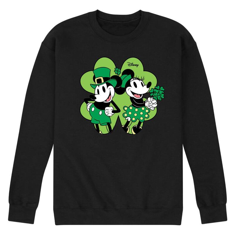 ディズニー レディース トップス Tシャツ スウェット フリース Disney's Mickey & Minnie Mouse Men'shamrock Fleece Sweatshirt Black ブラック