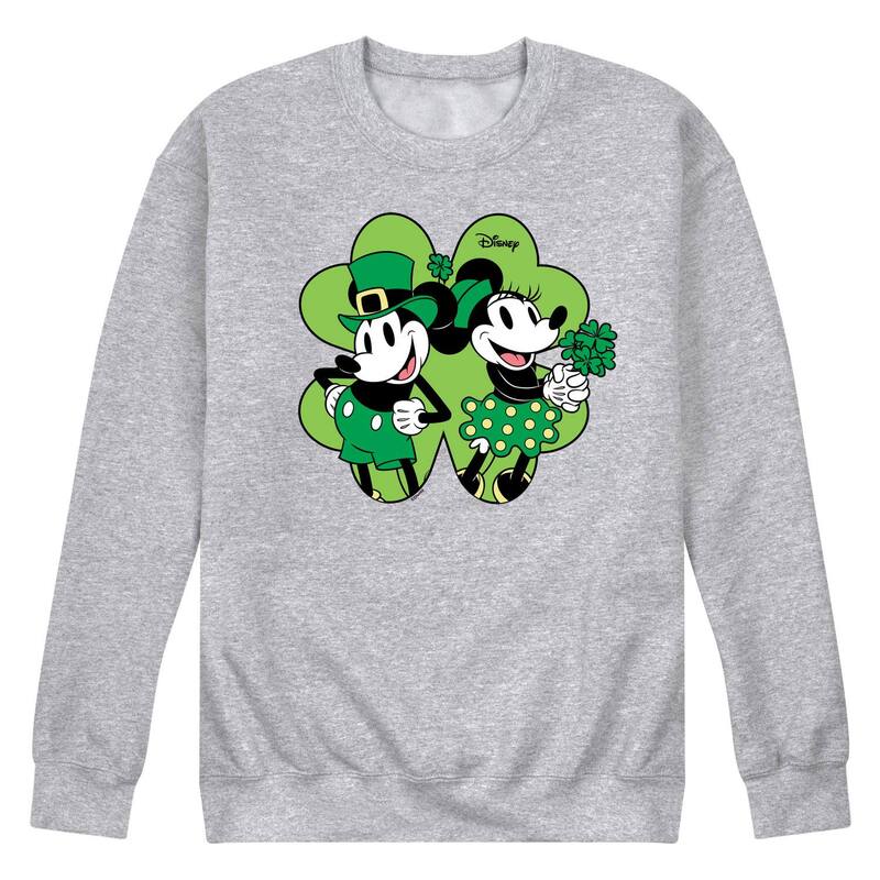 ディズニー レディース トップス Tシャツ スウェット フリース Disney's Mickey & Minnie Mouse Men'shamrock Fleece Sweatshirt Heather Gray グレー