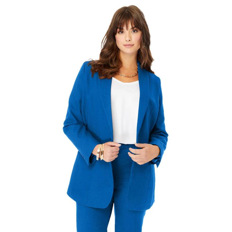 ロアマンズ レディース アウター ジャケット・ブルゾン プラスサイズ ブレザー Roaman's Women's Plusize Bendover Blazer Vivid Blue ブルー
