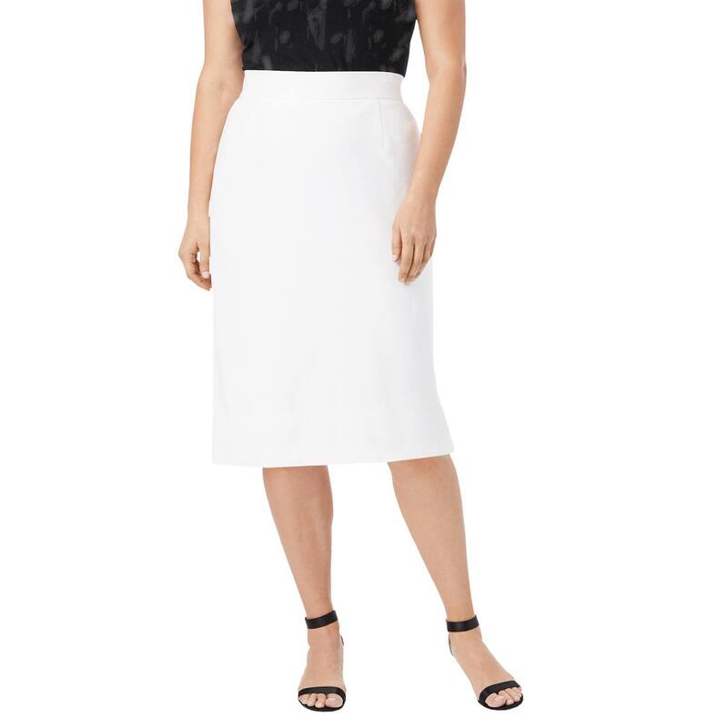 ジェシカロンドン レディース ボトムスカート プラスサイズ Jessica London Women's Plusize Tummy Control Bi-Stretch Pencil Skirt White ホワイト｜ReVida 店