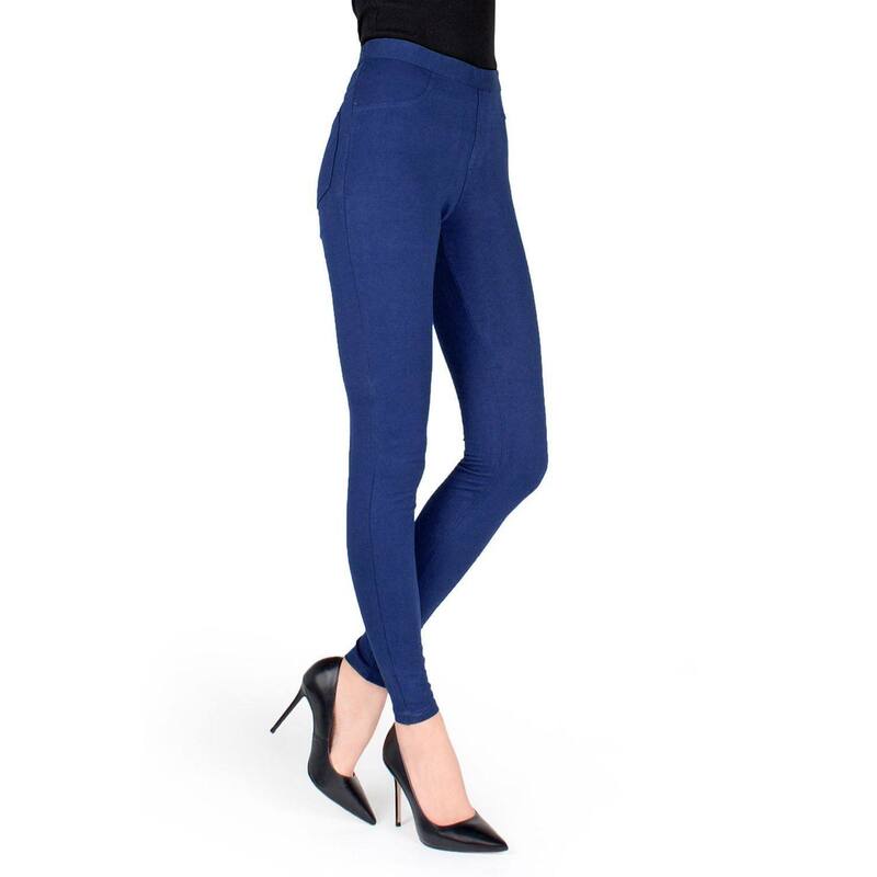 メモイ レディース ボトムス 心地好いズボン下 綿織物 レギンス MeMoi Pants-style Cotton Blend Leggings Blue Denim ジーンズ