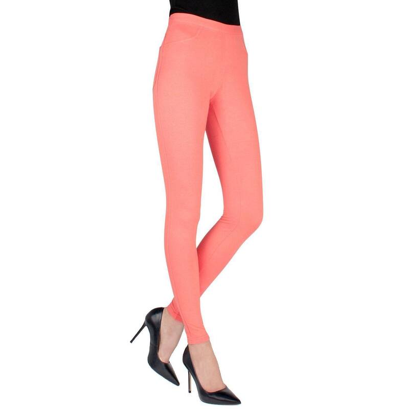 メモイ レディース ボトムス 心地好いズボン下 綿織物 レギンス MeMoi Pants-style Cotton Blend Leggings Coral コーラル