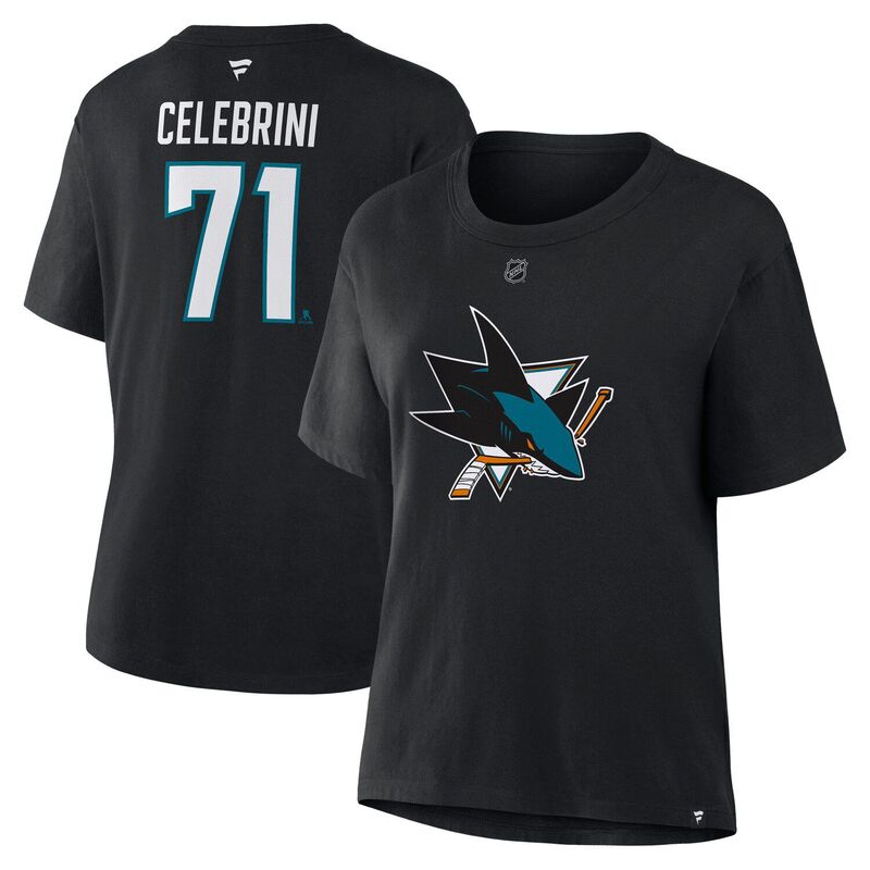 ファナティクス レディース トップス プルオーバー Women\u0027s Fanatics Macklin Celebrini Black San Jose Sharks Authentic Stack Name \u0026 Number T-Shirt Sks Black 黒いこと