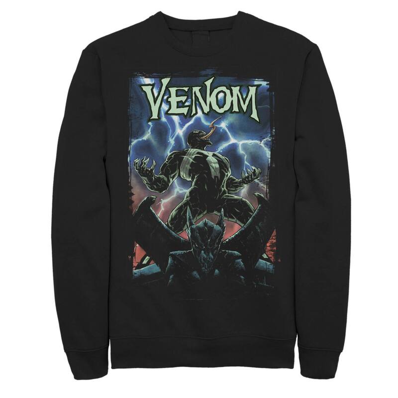 マーベル レディース トップス プルオーバー 汗水 ロゴタイプ Men\u0027s Marvel Venom Logo Lightningargoyle Sweatshirt Black 黒いこと