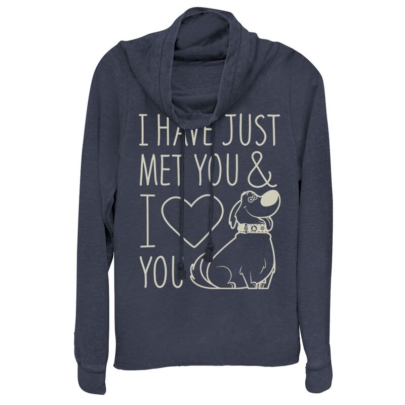 ディズニー ピクサー レディース トップス Tシャツ グラフィック Disney / Pixar's Up Juniors' Dug Just Met & I Love You Cowlneck Graphic Lightweight Long Sleeve Navy ネイビー
