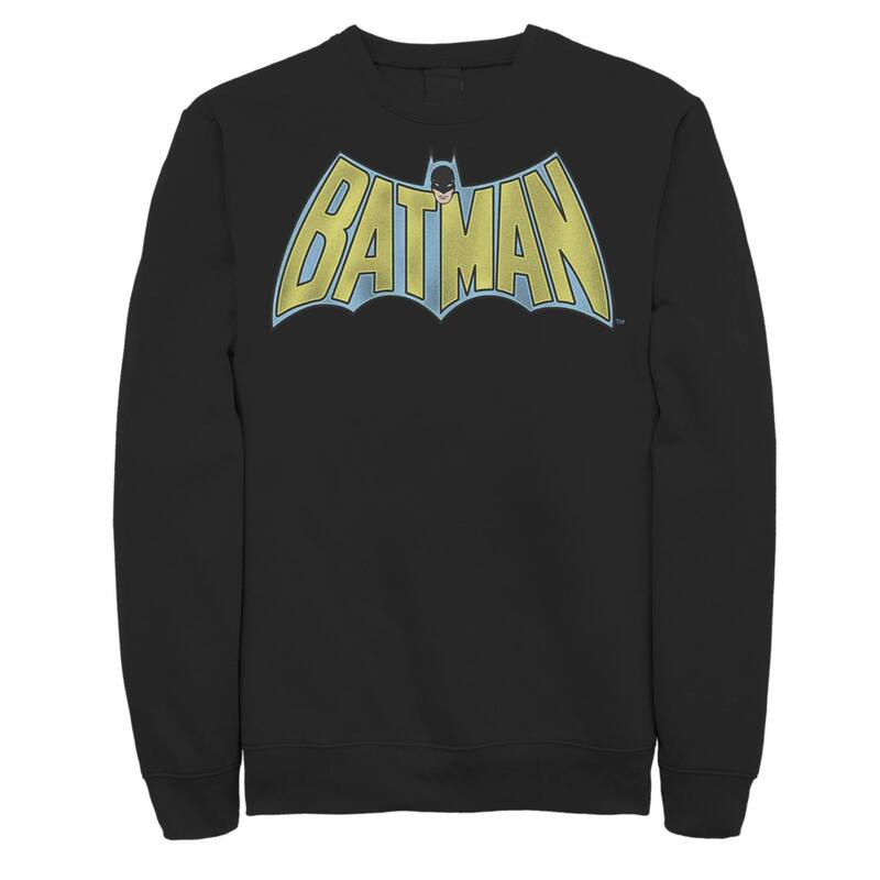 アニメキャラクター レディース トップス Tシャツ ヴィンテージ スウェット ロゴ Licensed Character Men's DComics Batman Vintage Bold Text Logo Sweatshirt Black ブラック