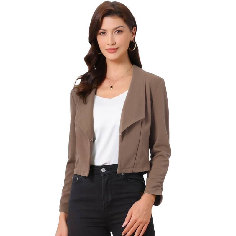 アレグラ ケー レディース アウター 上衣・上衣 クロップド スポーツジャケット ALLEGRA K Women\u0027s Cropped Notched Lapelong Sleeve Blazer Dark Tan タン