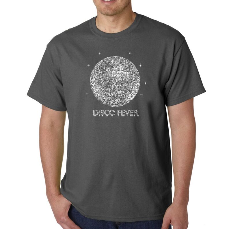 エルエーポップアート レディース トップス Tシャツ LA Pop Art Disco Ball - Men's Word Art-shirt Grey グレー|ReVida 店