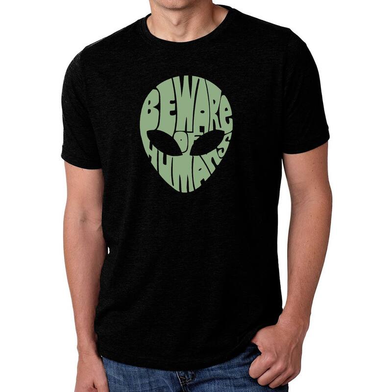エルエーポップアート レディース トップス Tシャツ LA Pop Art Beware of Humans - Men's Premium Blend Word Art-Shirt Black ブラック