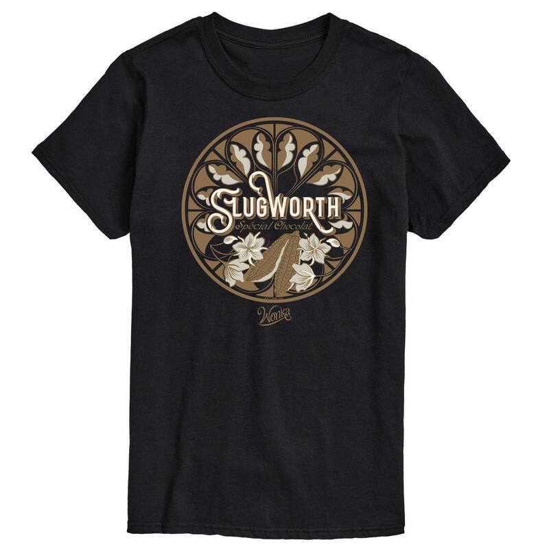 アニメキャラクター レディース トップス Tシャツ トール ロゴ グラフィック Licensed Character Big & Tall Wonka Shop Logo Slugworth Graphic Tee Black ブラック