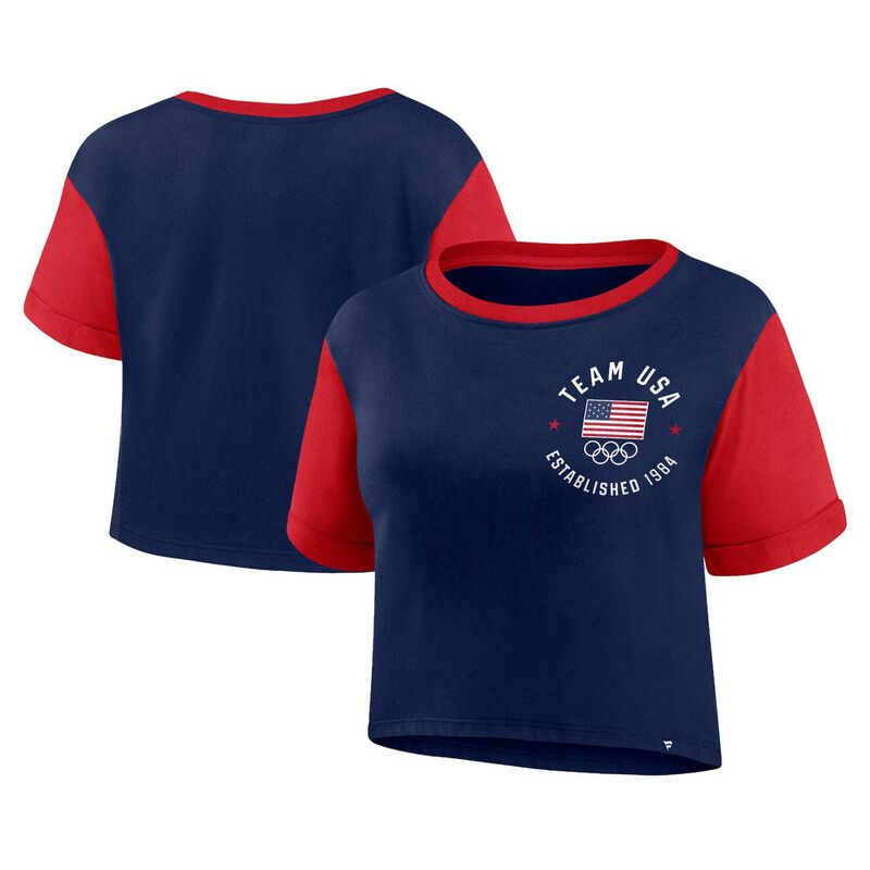 ファナティクス レディース トップス Tシャツ クロップド Women's Fanatics Navy/Red Team USA Circle Badge Cropped Fashion T-Shirt Usa Navy ネイビー|ReVida 店