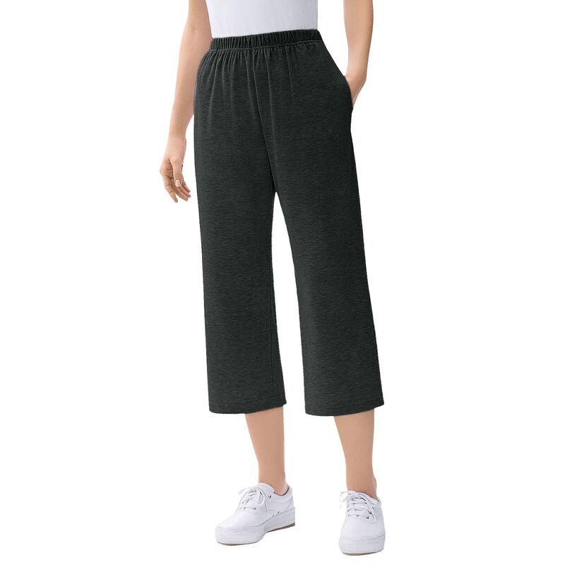 ウーマン ウィズイン レディース ボトムス カジュアルパンツ プラスサイズ プチ キャップ ニット Woman Within Plusize Petite 7-Day Knit Capri Heather Charcoal チャコール｜ReVida 店 9,344円