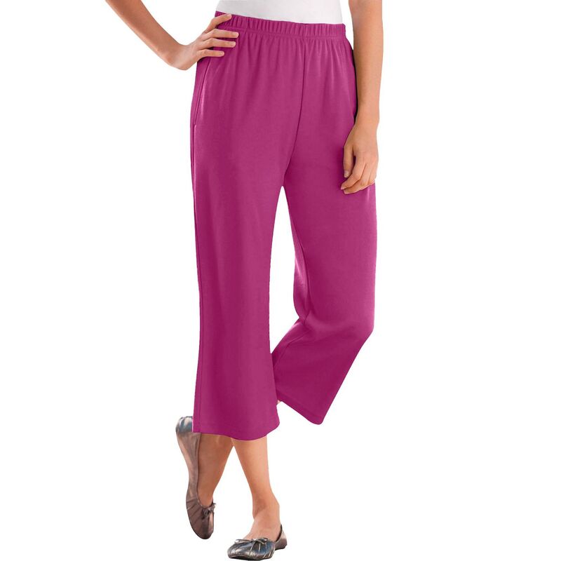 ウーマン ウィズイン レディース ボトムス カジュアルパンツ プラスサイズ プチ キャップ ニット Woman Within Plusize Petite 7-Day Knit Capri Raspberry
