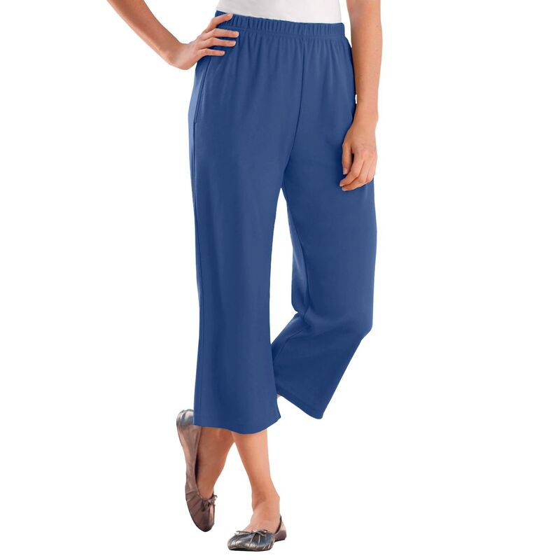 ウーマン ウィズイン レディース ボトムス カジュアルパンツ プラスサイズ プチ キャップ ニット Woman Within Plusize Petite 7-Day Knit Capri Royal Navy ネイビー