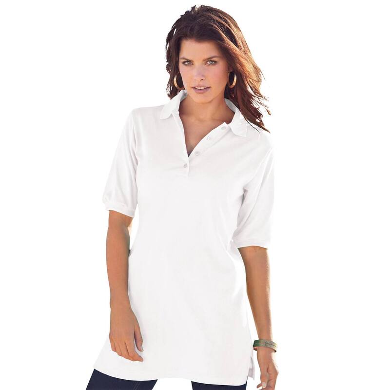 ロアマンズ レディース トップス プルオーバー スポーツシャツ つけ加える大きさ Roaman\u0027s Women\u0027s Plusize Oversized Polo Tunic White 白いこと