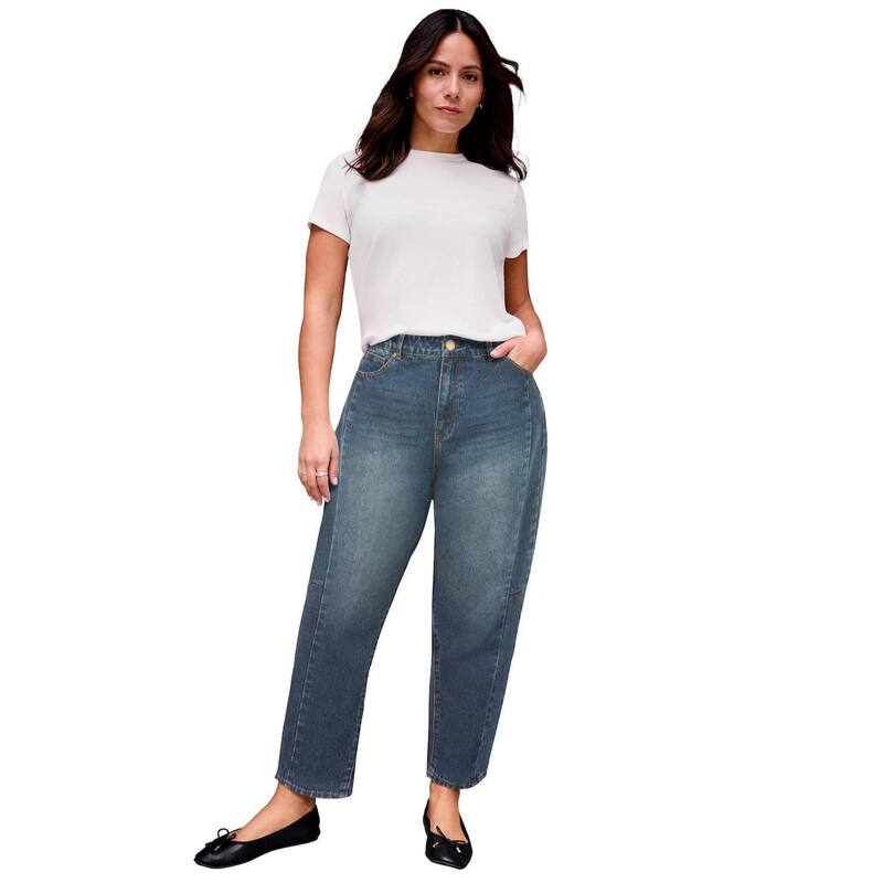 アベニュー レディース ボトムス デニムパンツ プラスサイズ Avenue Women's Plusize Barreleg Jean Dark Wash