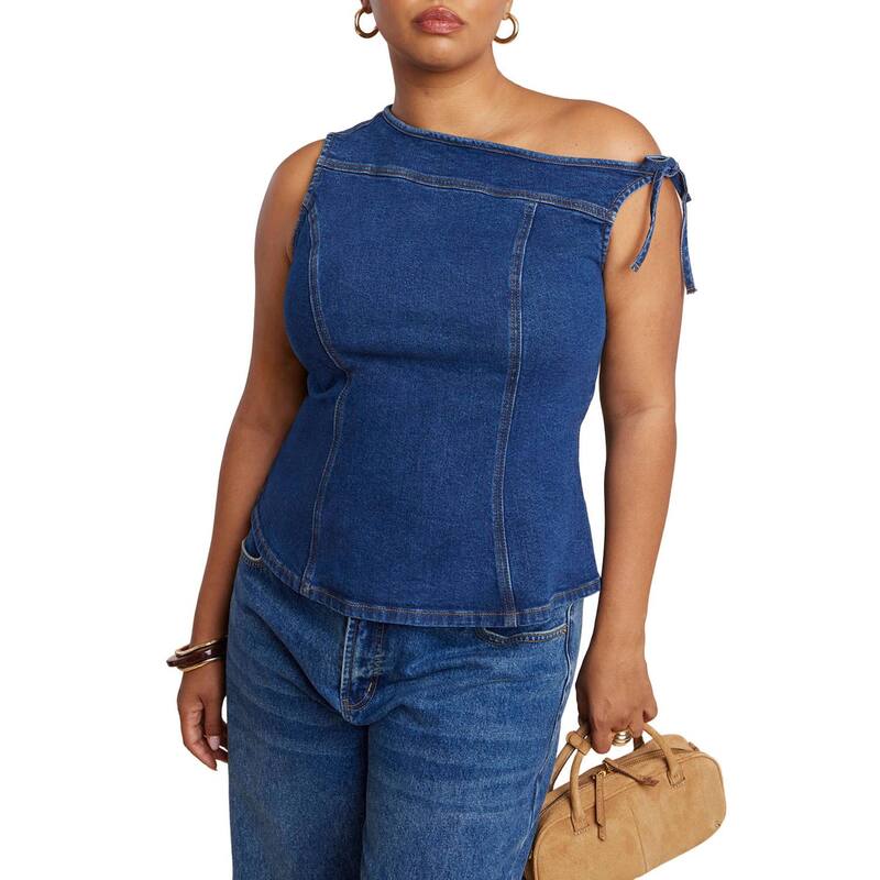 エロクイ レディース トップス Tシャツ プラスサイズ デニム ELOQUII Women's Plusize Asym Denim Top Medium Wash デニム 15,961円