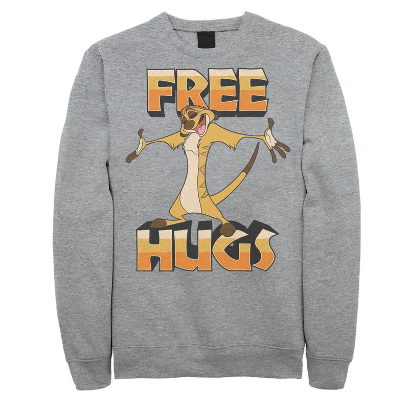 ウォルトディズニー レディース トップス プルオーバー 汗水 Disney\u0027s The Lion King Timon Men\u0027s Free Hugsweatshirt Athletic Heather ギョリュウモドキ