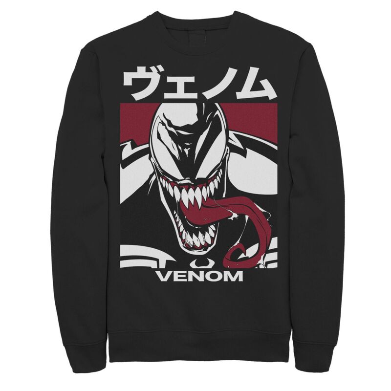 マーベル レディース トップス Tシャツ フリース Men's Marvel Venom Kanji Bearing Fleece Black ブラック｜ReVida 店