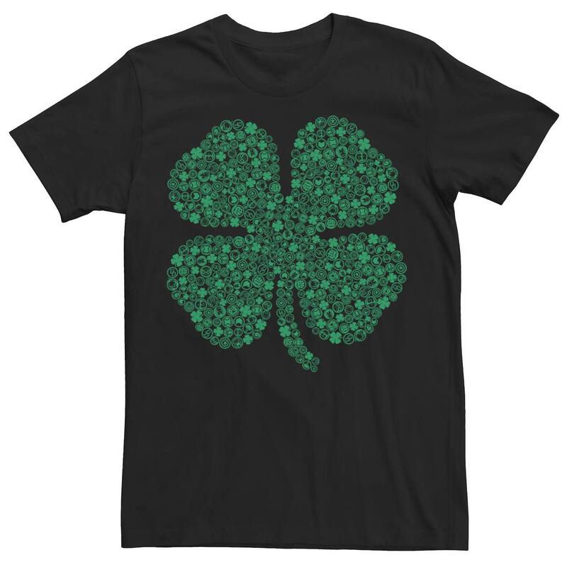 アニメキャラクター レディース トップス Tシャツ トール Licensed Character Big & Tall Marvel Hero Symbol St. Patty's Build Up Fill Tee Black ブラック