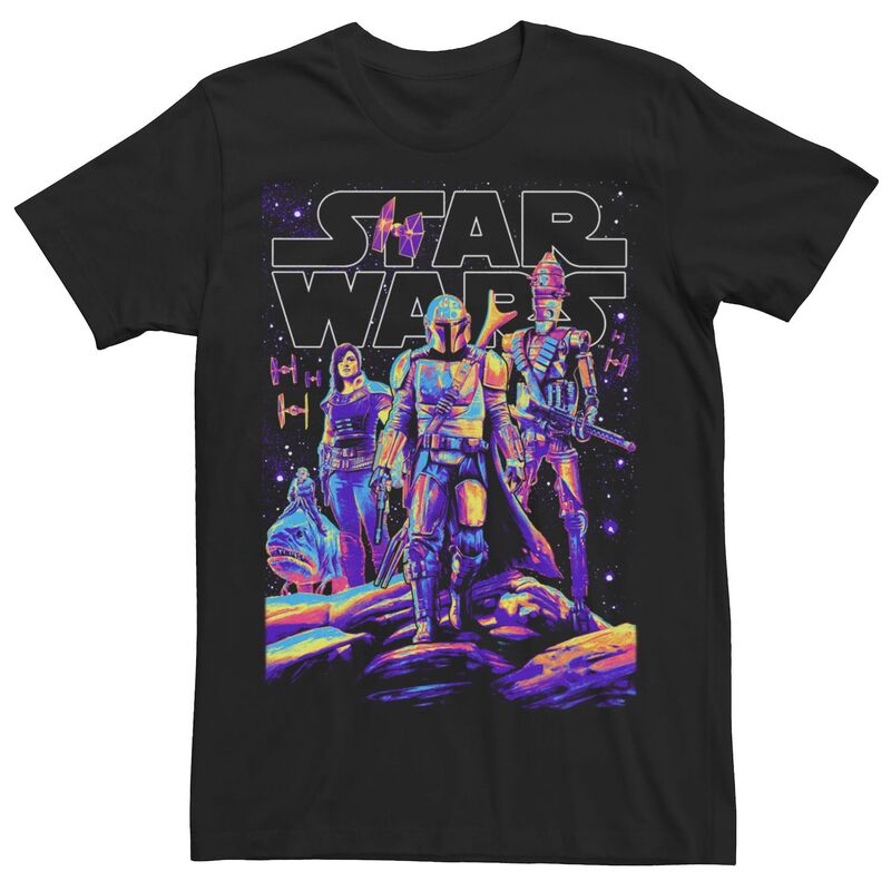 アニメキャラクター レディース トップス Tシャツ Licensed Character Men'star Wars The Mandalorian Light It Up Tee Black ブラック