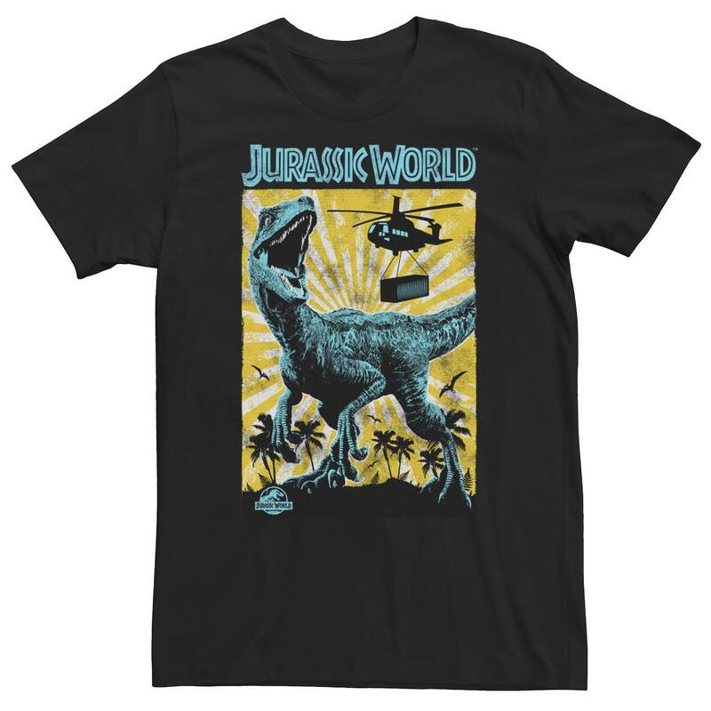 アニメキャラクター レディース トップス Tシャツ トール Licensed Character Big & Tall Jurassic World T-Rex Color Pop Retro Poster Tee Black ブラック